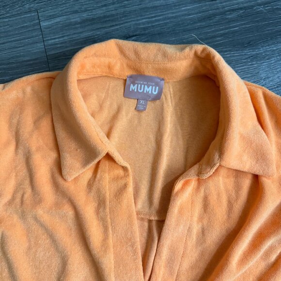 NWOT SHOW ME YOUR MUMU Parker Button Down Terry Cloth Tunic Orange Size XL - Picture 4 of 8